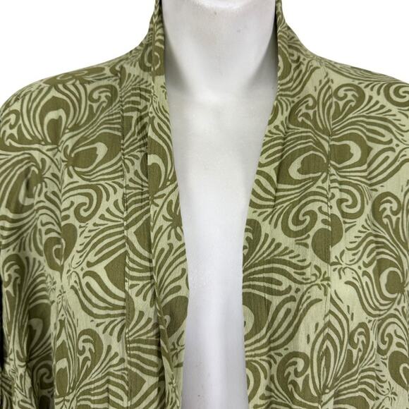 Free People Riviera Moss Green Print Open Kimono Long Jacket NWT Boho sz ALL OS - Picture 6 of 16